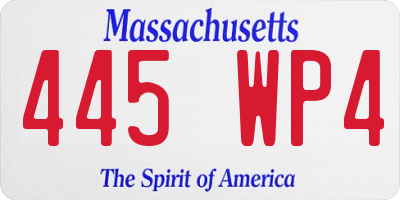 MA license plate 445WP4