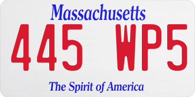 MA license plate 445WP5