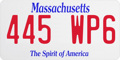 MA license plate 445WP6