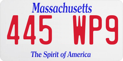 MA license plate 445WP9