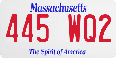 MA license plate 445WQ2