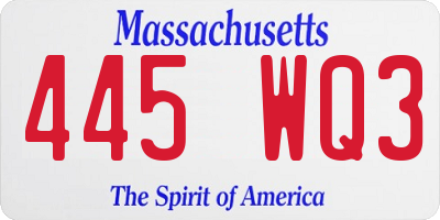 MA license plate 445WQ3