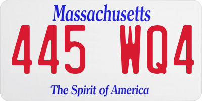MA license plate 445WQ4