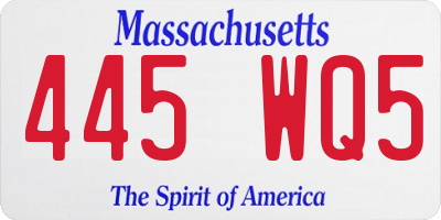 MA license plate 445WQ5