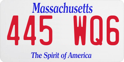 MA license plate 445WQ6
