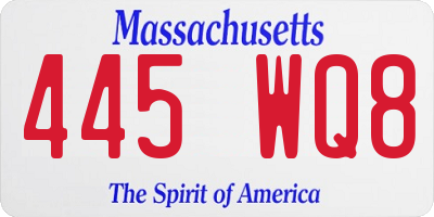 MA license plate 445WQ8