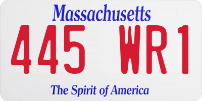 MA license plate 445WR1