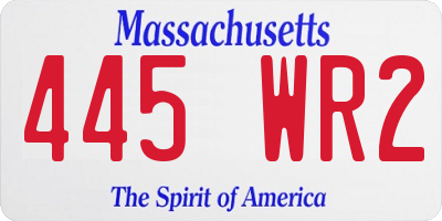 MA license plate 445WR2