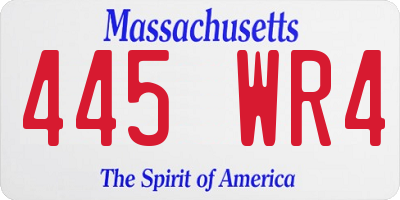 MA license plate 445WR4