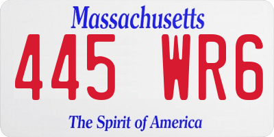 MA license plate 445WR6