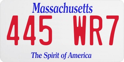MA license plate 445WR7
