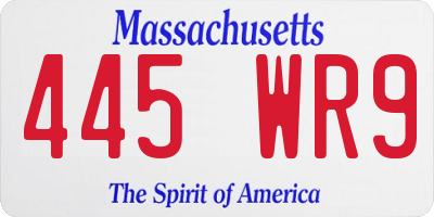 MA license plate 445WR9