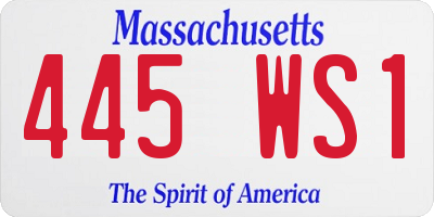 MA license plate 445WS1