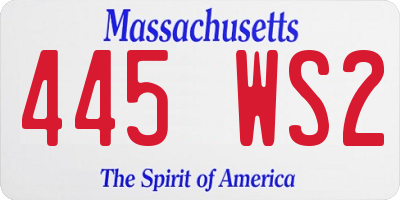 MA license plate 445WS2