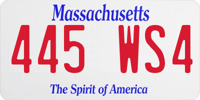 MA license plate 445WS4