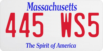 MA license plate 445WS5