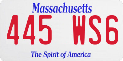 MA license plate 445WS6