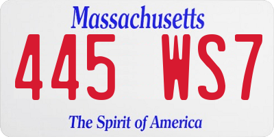 MA license plate 445WS7