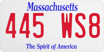 MA license plate 445WS8