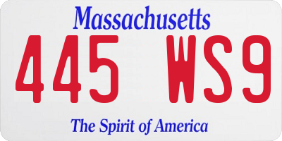 MA license plate 445WS9