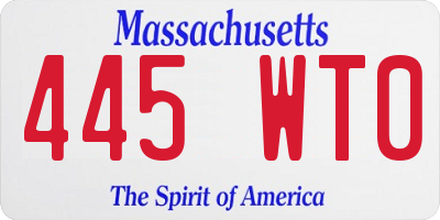 MA license plate 445WT0