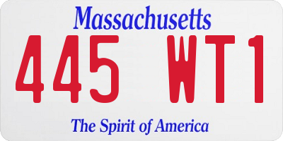 MA license plate 445WT1