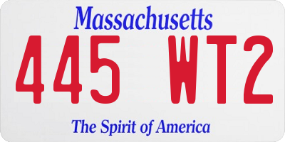 MA license plate 445WT2