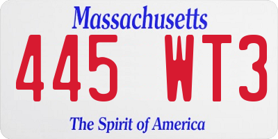 MA license plate 445WT3