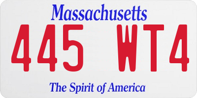 MA license plate 445WT4
