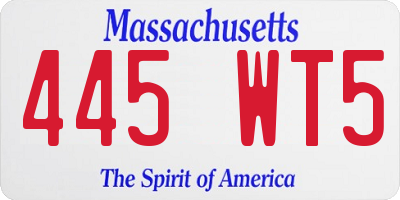 MA license plate 445WT5