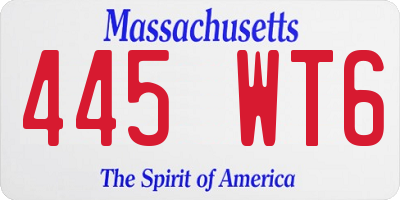 MA license plate 445WT6