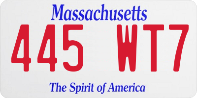 MA license plate 445WT7