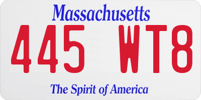MA license plate 445WT8