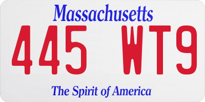 MA license plate 445WT9