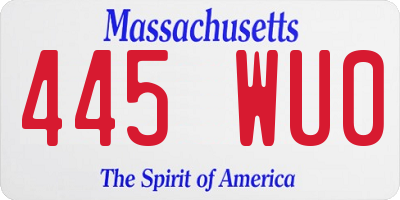 MA license plate 445WU0