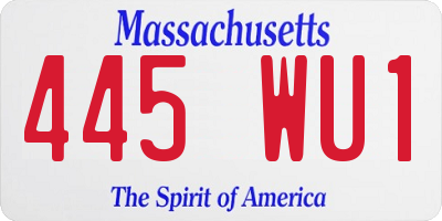 MA license plate 445WU1