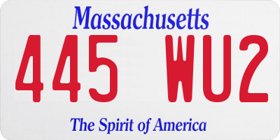 MA license plate 445WU2