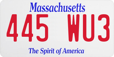MA license plate 445WU3