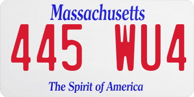 MA license plate 445WU4