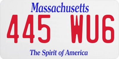 MA license plate 445WU6