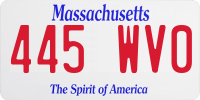 MA license plate 445WV0