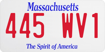 MA license plate 445WV1