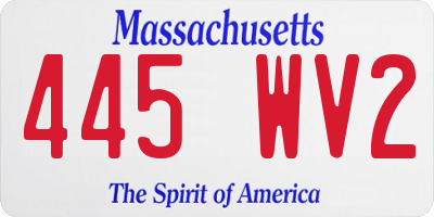 MA license plate 445WV2
