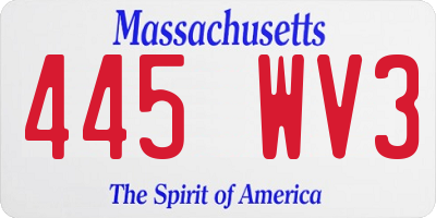 MA license plate 445WV3