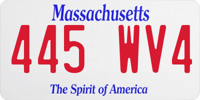 MA license plate 445WV4