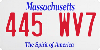 MA license plate 445WV7