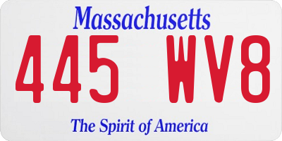 MA license plate 445WV8