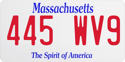 MA license plate 445WV9