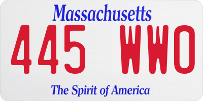 MA license plate 445WW0