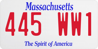 MA license plate 445WW1